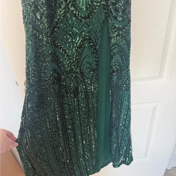 Blondie Nites Emerald Sequin Gown - Picture 3 of 5